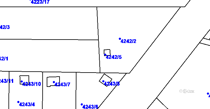 Parcela st. 4242/5 v KÚ Louny, Katastrální mapa