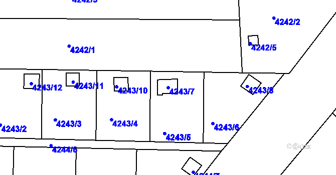 Parcela st. 4243/7 v KÚ Louny, Katastrální mapa