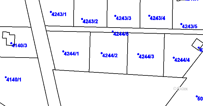 Parcela st. 4244/2 v KÚ Louny, Katastrální mapa