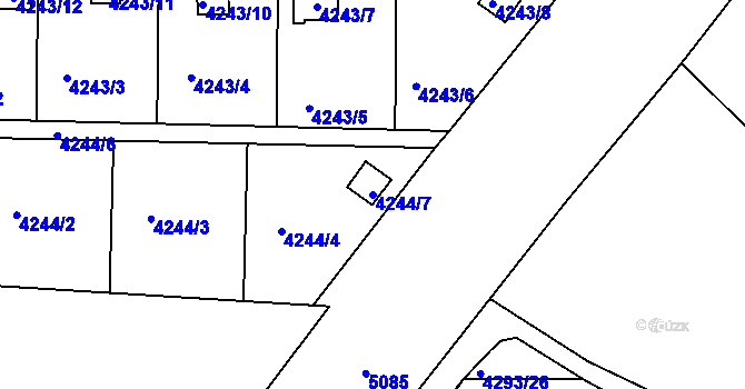 Parcela st. 4244/7 v KÚ Louny, Katastrální mapa