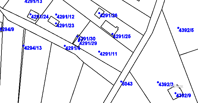 Parcela st. 4291/11 v KÚ Louny, Katastrální mapa