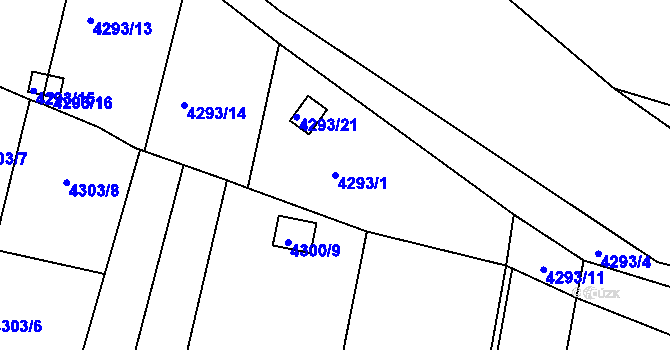 Parcela st. 4293/1 v KÚ Louny, Katastrální mapa