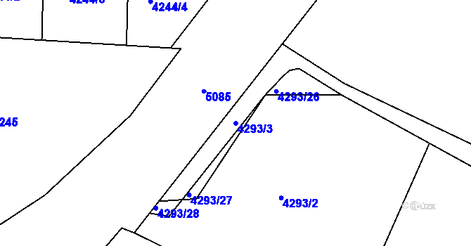 Parcela st. 4293/3 v KÚ Louny, Katastrální mapa