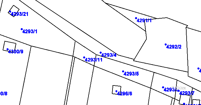 Parcela st. 4293/4 v KÚ Louny, Katastrální mapa