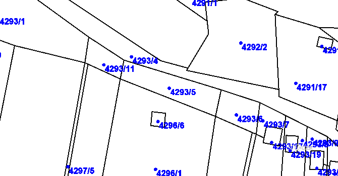 Parcela st. 4293/5 v KÚ Louny, Katastrální mapa