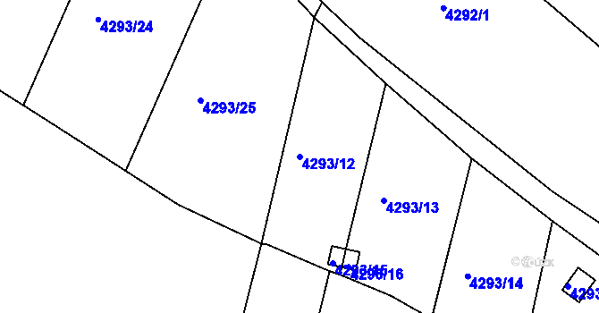 Parcela st. 4293/12 v KÚ Louny, Katastrální mapa