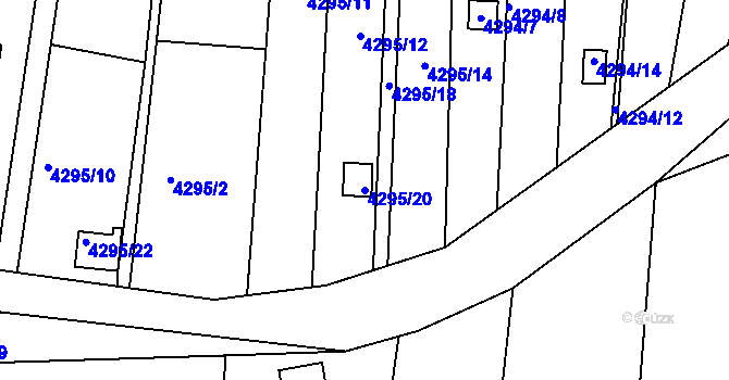 Parcela st. 4295/20 v KÚ Louny, Katastrální mapa