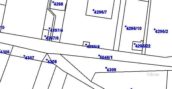 Parcela st. 4296/4 v KÚ Louny, Katastrální mapa