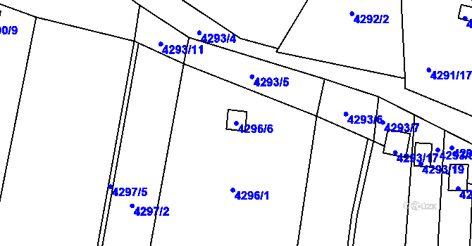 Parcela st. 4296/6 v KÚ Louny, Katastrální mapa