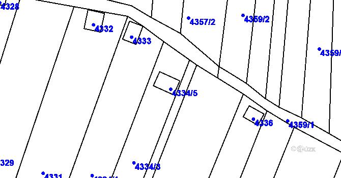 Parcela st. 4334/5 v KÚ Louny, Katastrální mapa