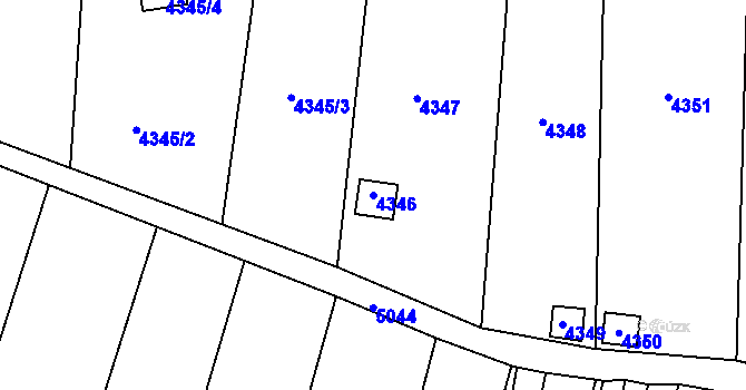 Parcela st. 4346 v KÚ Louny, Katastrální mapa