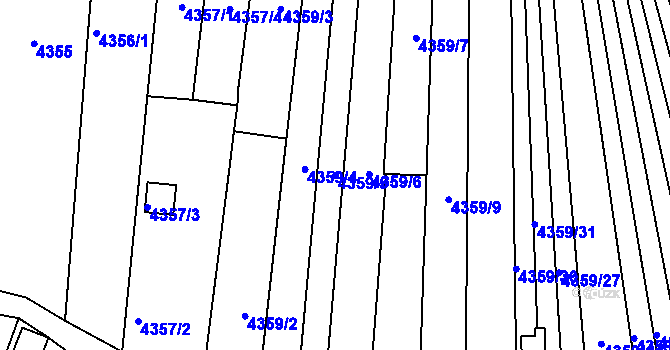 Parcela st. 4359/5 v KÚ Louny, Katastrální mapa