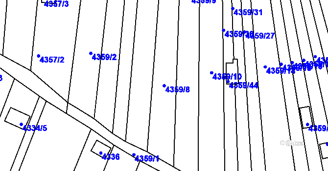 Parcela st. 4359/8 v KÚ Louny, Katastrální mapa