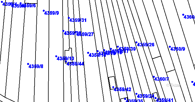Parcela st. 4359/15 v KÚ Louny, Katastrální mapa