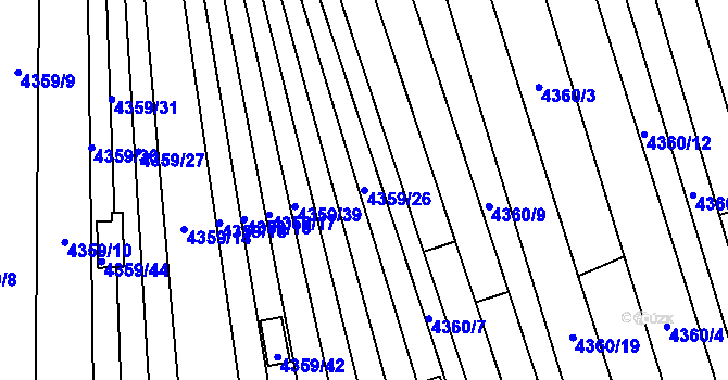Parcela st. 4359/26 v KÚ Louny, Katastrální mapa