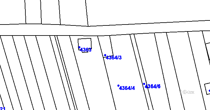 Parcela st. 4364/3 v KÚ Louny, Katastrální mapa