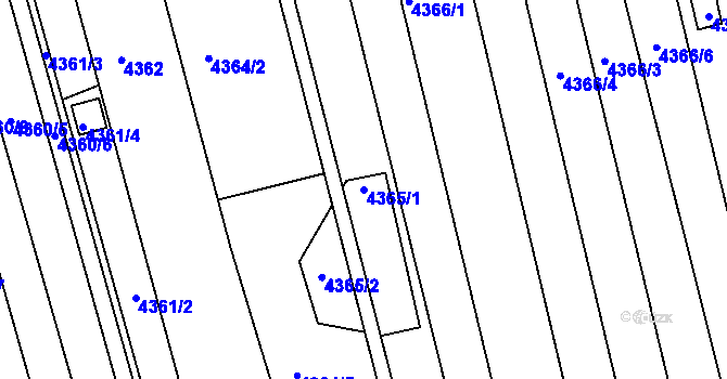 Parcela st. 4365/1 v KÚ Louny, Katastrální mapa