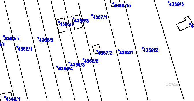 Parcela st. 4367/2 v KÚ Louny, Katastrální mapa