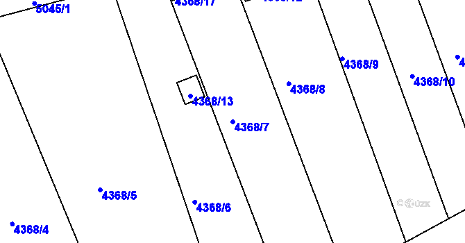 Parcela st. 4368/7 v KÚ Louny, Katastrální mapa