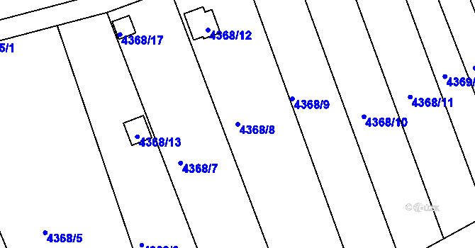 Parcela st. 4368/8 v KÚ Louny, Katastrální mapa