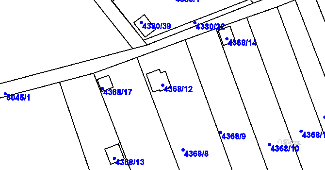 Parcela st. 4368/12 v KÚ Louny, Katastrální mapa