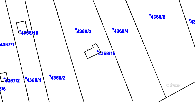 Parcela st. 4368/16 v KÚ Louny, Katastrální mapa