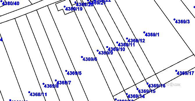 Parcela st. 4369/9 v KÚ Louny, Katastrální mapa