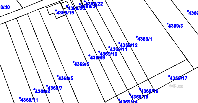 Parcela st. 4369/10 v KÚ Louny, Katastrální mapa