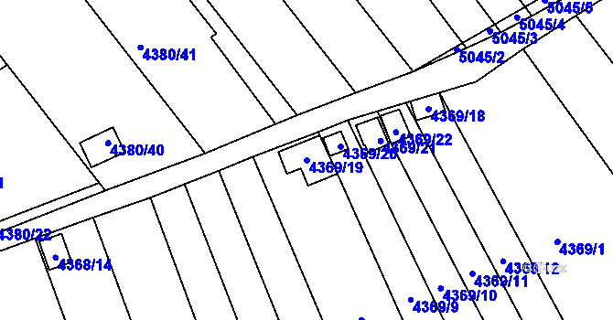 Parcela st. 4369/19 v KÚ Louny, Katastrální mapa