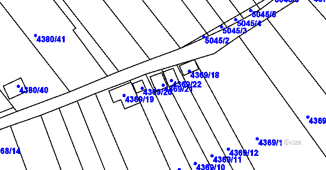 Parcela st. 4369/21 v KÚ Louny, Katastrální mapa