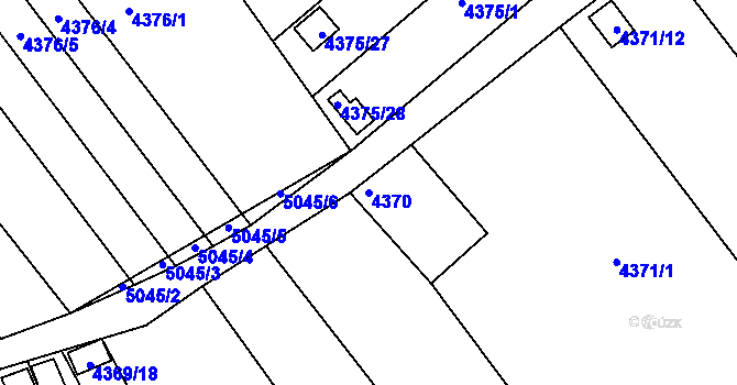 Parcela st. 4370 v KÚ Louny, Katastrální mapa