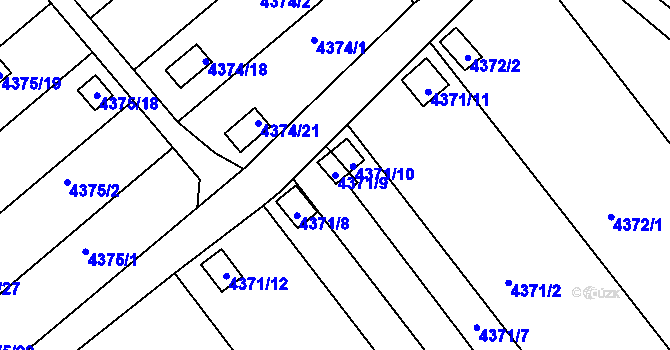 Parcela st. 4371/9 v KÚ Louny, Katastrální mapa