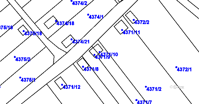 Parcela st. 4371/10 v KÚ Louny, Katastrální mapa