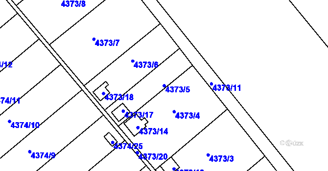Parcela st. 4373/5 v KÚ Louny, Katastrální mapa