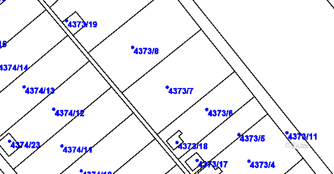 Parcela st. 4373/7 v KÚ Louny, Katastrální mapa