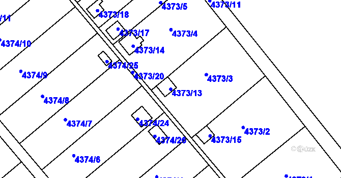 Parcela st. 4373/13 v KÚ Louny, Katastrální mapa
