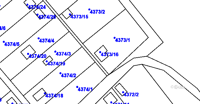 Parcela st. 4373/16 v KÚ Louny, Katastrální mapa