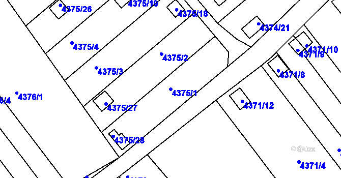 Parcela st. 4375/1 v KÚ Louny, Katastrální mapa