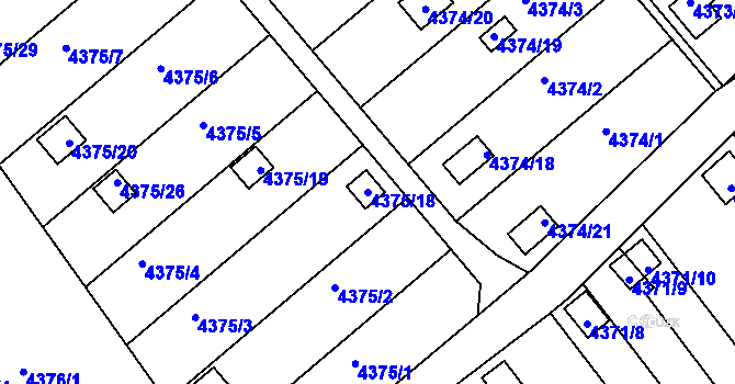 Parcela st. 4375/18 v KÚ Louny, Katastrální mapa