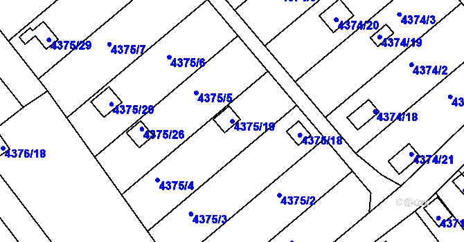 Parcela st. 4375/19 v KÚ Louny, Katastrální mapa