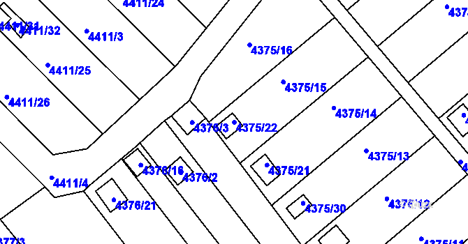 Parcela st. 4375/22 v KÚ Louny, Katastrální mapa