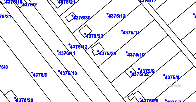Parcela st. 4375/24 v KÚ Louny, Katastrální mapa