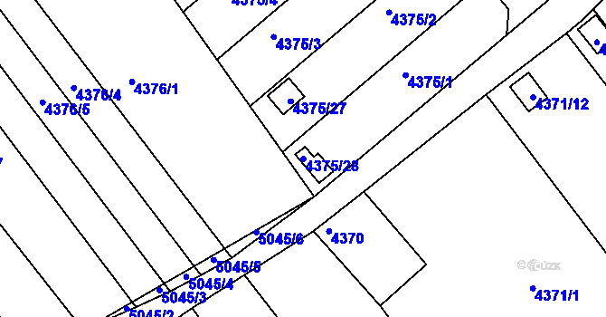 Parcela st. 4375/28 v KÚ Louny, Katastrální mapa