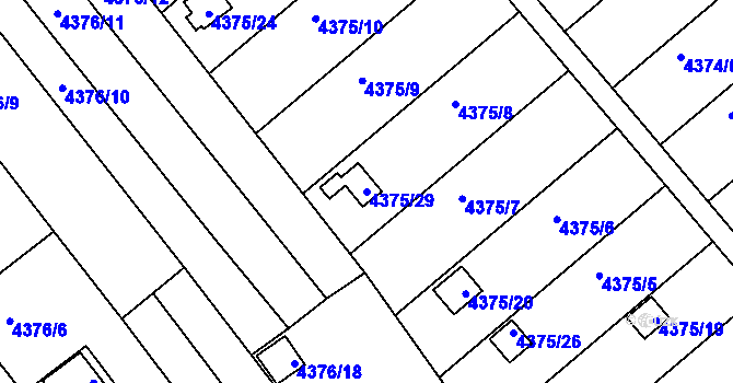 Parcela st. 4375/29 v KÚ Louny, Katastrální mapa