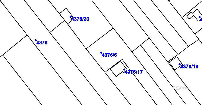 Parcela st. 4376/6 v KÚ Louny, Katastrální mapa