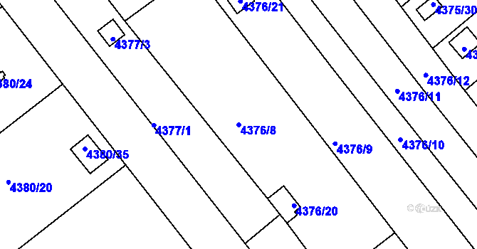 Parcela st. 4376/8 v KÚ Louny, Katastrální mapa