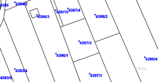 Parcela st. 4397/3 v KÚ Louny, Katastrální mapa
