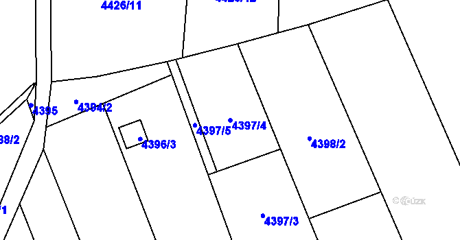 Parcela st. 4397/4 v KÚ Louny, Katastrální mapa