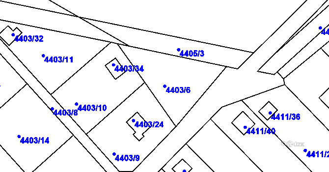 Parcela st. 4403/6 v KÚ Louny, Katastrální mapa