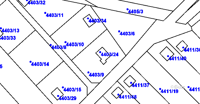 Parcela st. 4403/24 v KÚ Louny, Katastrální mapa
